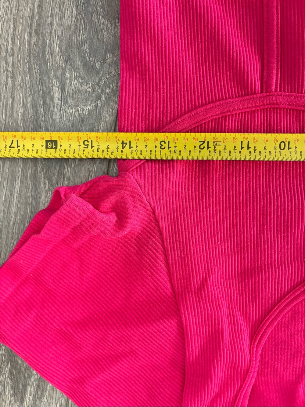 Hot Pink Ribbed Scoop Neck Crop Top - Picture 6 of 7